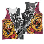 Personalised Collingwood and Brisbane Lions Basketball Jersey Dynamic Mascots Together
