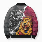 Personalised Collingwood and Brisbane Lions Bomber Puffer Jacket Dynamic Mascots Together