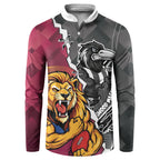 Personalised Collingwood and Brisbane Lions Button Sweatshirt Dynamic Mascots Together
