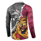 Personalised Collingwood and Brisbane Lions Button Sweatshirt Dynamic Mascots Together
