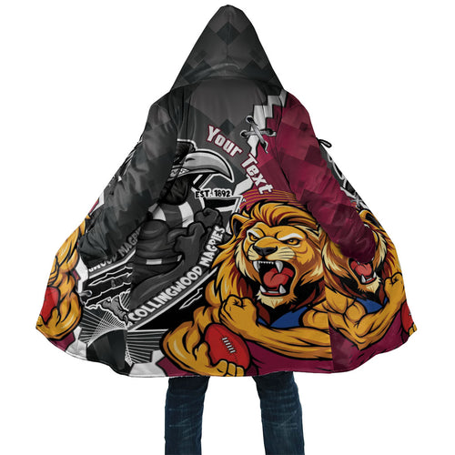 Personalised Collingwood and Brisbane Lions Cloak Dynamic Mascots Together