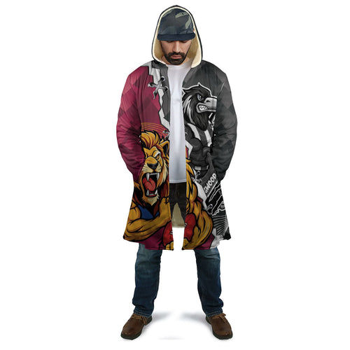 Personalised Collingwood and Brisbane Lions Cloak Dynamic Mascots Together