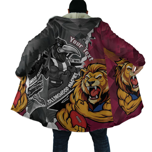 Personalised Collingwood and Brisbane Lions Cloak Dynamic Mascots Together