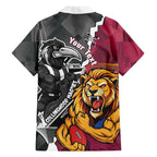 Personalised Collingwood and Brisbane Lions Hawaiian Shirt Dynamic Mascots Together