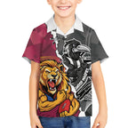 Personalised Collingwood and Brisbane Lions Hawaiian Shirt Dynamic Mascots Together