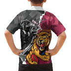 Personalised Collingwood and Brisbane Lions Hawaiian Shirt Dynamic Mascots Together