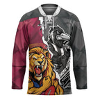 Personalised Collingwood and Brisbane Lions Hockey Jersey Dynamic Mascots Together