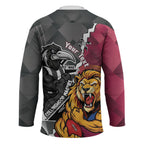 Personalised Collingwood and Brisbane Lions Hockey Jersey Dynamic Mascots Together