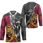 Personalised Collingwood and Brisbane Lions Hockey Jersey Dynamic Mascots Together
