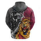Personalised Collingwood and Brisbane Lions Hoodie Dynamic Mascots Together