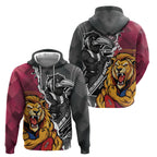 Personalised Collingwood and Brisbane Lions Hoodie Dynamic Mascots Together
