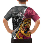Personalised Collingwood and Brisbane Lions Kid Hawaiian Shirt Dynamic Mascots Together