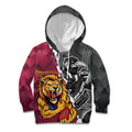 Personalised Collingwood and Brisbane Lions Kid Hoodie Dynamic Mascots Together