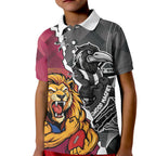 Personalised Collingwood and Brisbane Lions Kid Polo Shirt Dynamic Mascots Together