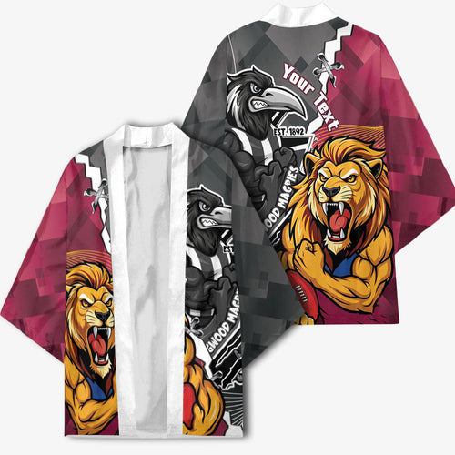 Personalised Collingwood and Brisbane Lions Kimono Dynamic Mascots Together