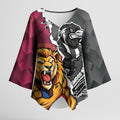 Personalised Collingwood and Brisbane Lions Kimono Sleeve Blouse Dynamic Mascots Together