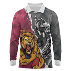 Personalised Collingwood and Brisbane Lions Long Sleeve Polo Shirt Dynamic Mascots Together