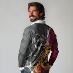 Personalised Collingwood and Brisbane Lions Long Sleeve Polo Shirt Dynamic Mascots Together