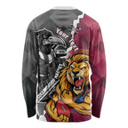 Personalised Collingwood and Brisbane Lions Long Sleeve Shirt Dynamic Mascots Together