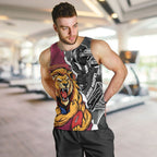 Personalised Collingwood and Brisbane Lions Men Tank Top Dynamic Mascots Together
