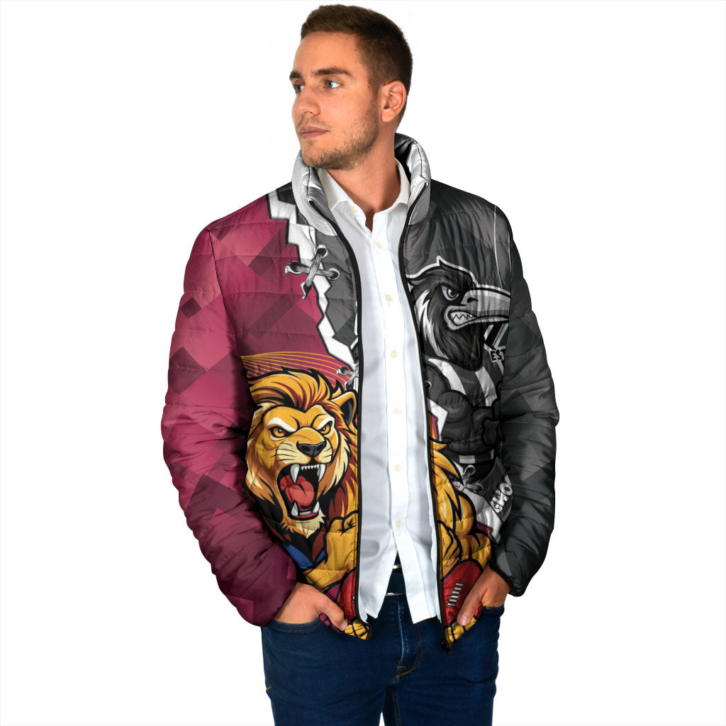 Personalised Collingwood and Brisbane Lions Padded Jacket Dynamic Mascots Together