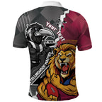 Personalised Collingwood and Brisbane Lions Polo Shirt Dynamic Mascots Together