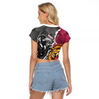Personalised Collingwood and Brisbane Lions Raglan Cropped T Shirt Dynamic Mascots Together