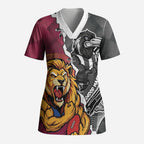Personalised Collingwood and Brisbane Lions Scrub Top Dynamic Mascots Together