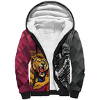 Personalised Collingwood and Brisbane Lions Sherpa Hoodie Dynamic Mascots Together