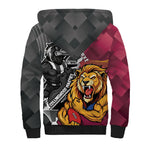 Personalised Collingwood and Brisbane Lions Sherpa Hoodie Dynamic Mascots Together