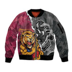 Personalised Collingwood and Brisbane Lions Sleeve Zip Bomber Jacket Dynamic Mascots Together