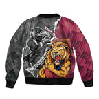 Personalised Collingwood and Brisbane Lions Sleeve Zip Bomber Jacket Dynamic Mascots Together