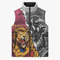 Personalised Collingwood and Brisbane Lions Sleeveless Puffer Jacket Dynamic Mascots Together