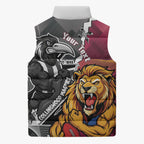 Personalised Collingwood and Brisbane Lions Sleeveless Puffer Jacket Dynamic Mascots Together