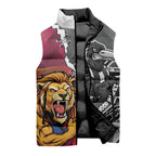 Personalised Collingwood and Brisbane Lions Sleeveless Puffer Jacket Dynamic Mascots Together