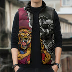 Personalised Collingwood and Brisbane Lions Sleeveless Puffer Jacket Dynamic Mascots Together