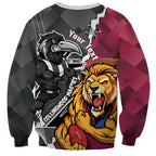Personalised Collingwood and Brisbane Lions Sweatshirt Dynamic Mascots Together