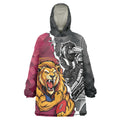 Personalised Collingwood and Brisbane Lions Wearable Blanket Hoodie Dynamic Mascots Together
