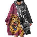 Personalised Collingwood and Brisbane Lions Wearable Blanket Hoodie Dynamic Mascots Together
