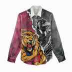 Personalised Collingwood and Brisbane Lions Women Casual Shirt Dynamic Mascots Together