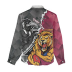 Personalised Collingwood and Brisbane Lions Women Casual Shirt Dynamic Mascots Together