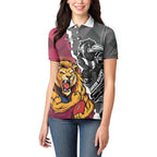 Personalised Collingwood and Brisbane Lions Women Polo Shirt Dynamic Mascots Together