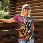 Personalised Collingwood and Brisbane Lions Women Polo Shirt Dynamic Mascots Together