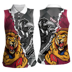 Personalised Collingwood and Brisbane Lions Women Sleeveless Polo Shirt Dynamic Mascots Together