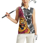 Personalised Collingwood and Brisbane Lions Women Sleeveless Polo Shirt Dynamic Mascots Together