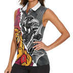 Personalised Collingwood and Brisbane Lions Women Sleeveless Polo Shirt Dynamic Mascots Together