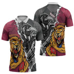 Personalised Collingwood and Brisbane Lions Zipper Polo Shirt Dynamic Mascots Together