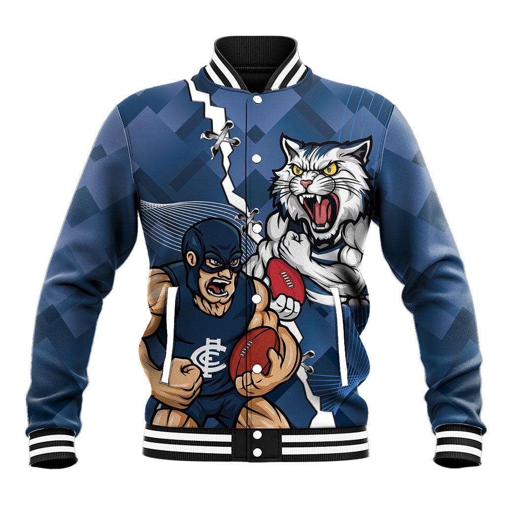 Personalised Cats and Blues Baseball Jacket Dynamic Mascots Together