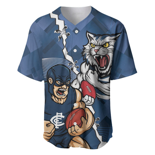 Personalised Cats and Blues Baseball Jersey Dynamic Mascots Together