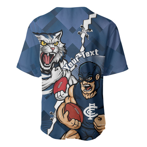 Personalised Cats and Blues Baseball Jersey Dynamic Mascots Together
